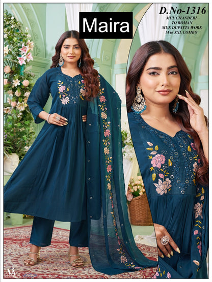 Plain 221225 Maira Chanderi Readymade Anarkali Suits Manufacturer