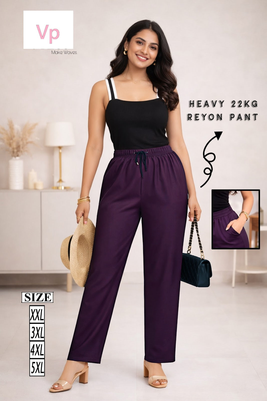 Plain 270326 Vp Rayon 22Kg Women Pants Supplier Ahmedabad