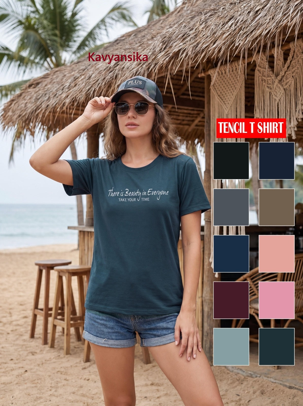 Plain 290626 Kavyansika Tencil Women Tshirt Manufacturer Gujarat