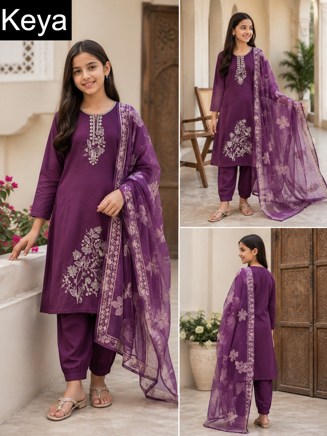 Plain 310826 Keya Roman Girls Readymade Afghani Suits Exporter