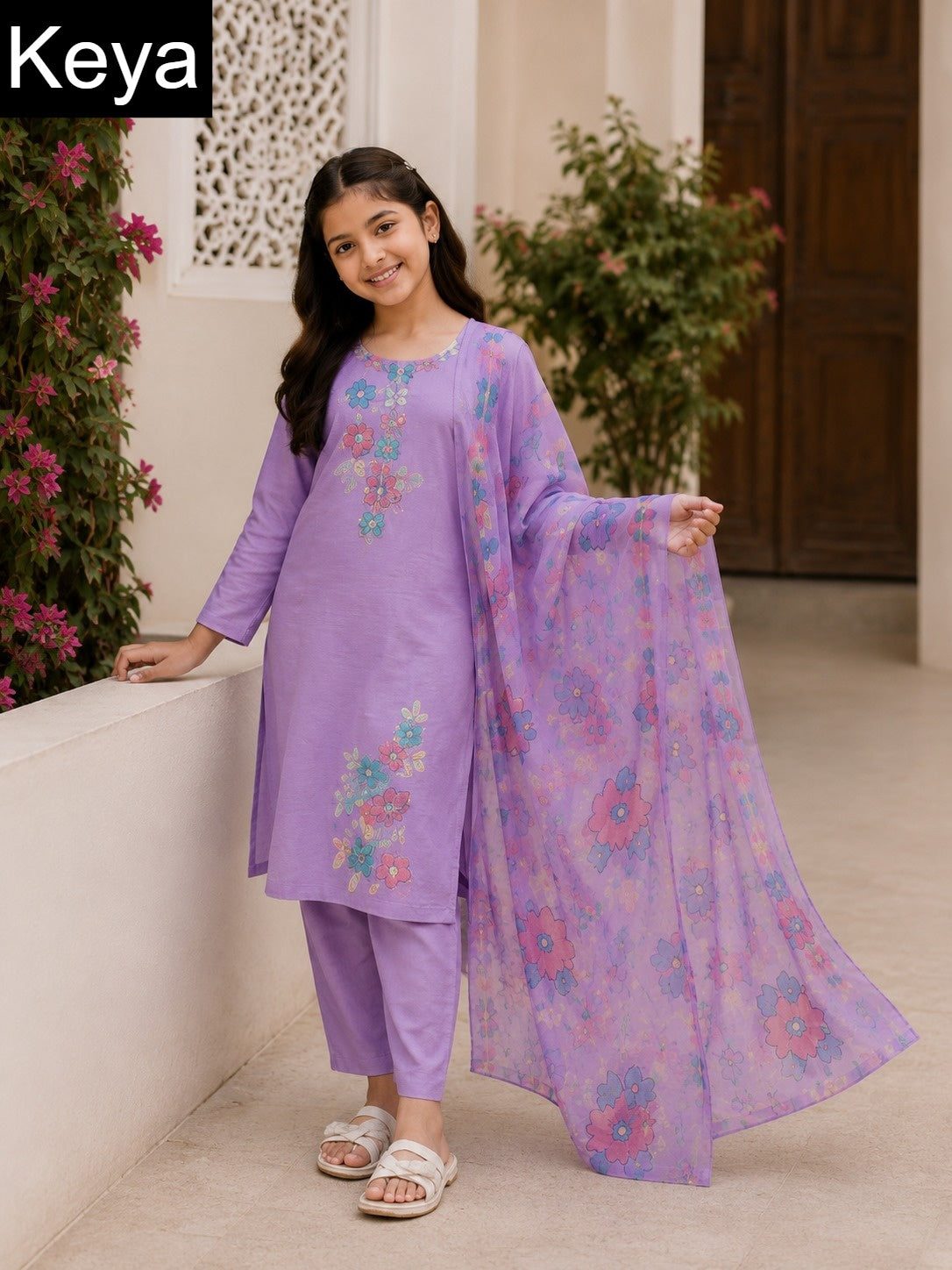 Plain 310826 Keya Roman Girls Readymade Afghani Suits Exporter