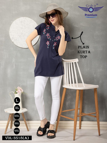 Plain 3518 A Grab It Sinker Short Kurtis Exporter