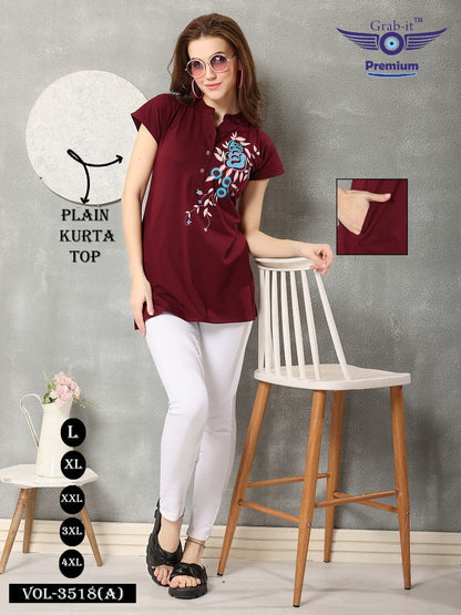 Plain 3518 A Grab It Sinker Short Kurtis Exporter