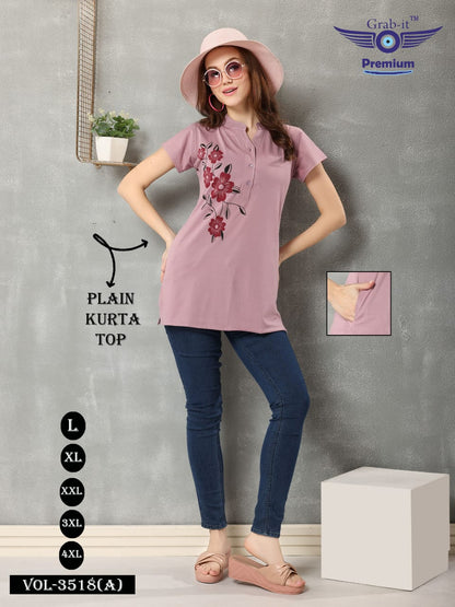 Plain 3518 A Grab It Sinker Short Kurtis Exporter