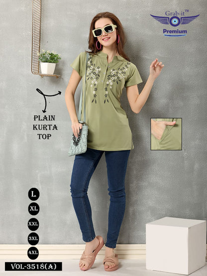 Plain 3518 A Grab It Sinker Short Kurtis Exporter