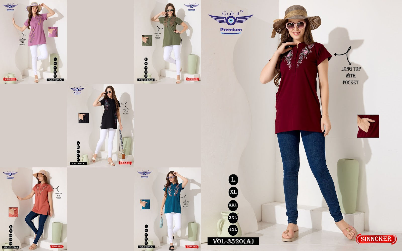Plain 3520 A Grab It Sincker Designer Long Top Wholesaler – Kavya Style ...