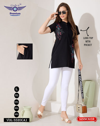 Plain 3520 A Grab It Sincker Designer Long Top Wholesaler