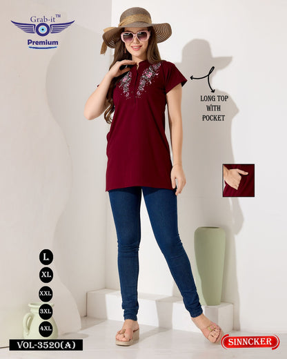 Plain 3520 A Grab It Sincker Designer Long Top Wholesaler