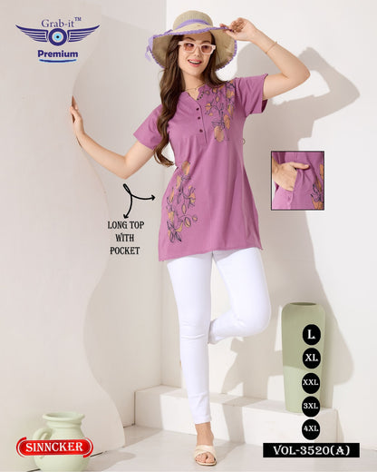 Plain 3520 A Grab It Sincker Designer Long Top Wholesaler