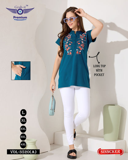 Plain 3520 A Grab It Sincker Designer Long Top Wholesaler