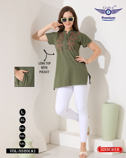 Plain 3520 A Grab It Sincker Designer Long Top Wholesaler