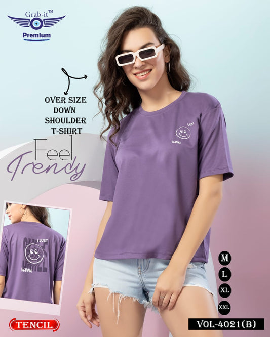 Plain 4021 B Grab It Tencil Women Oversized Tshirt Wholesale