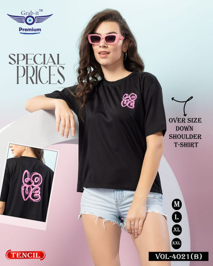 Plain 4021 B Grab It Tencil Women Oversized Tshirt Wholesale