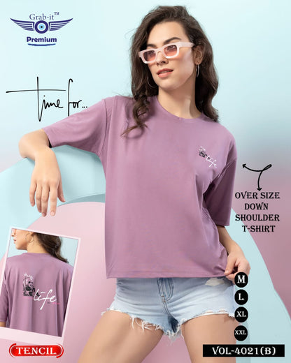 Plain 4021 B Grab It Tencil Women Oversized Tshirt Wholesale
