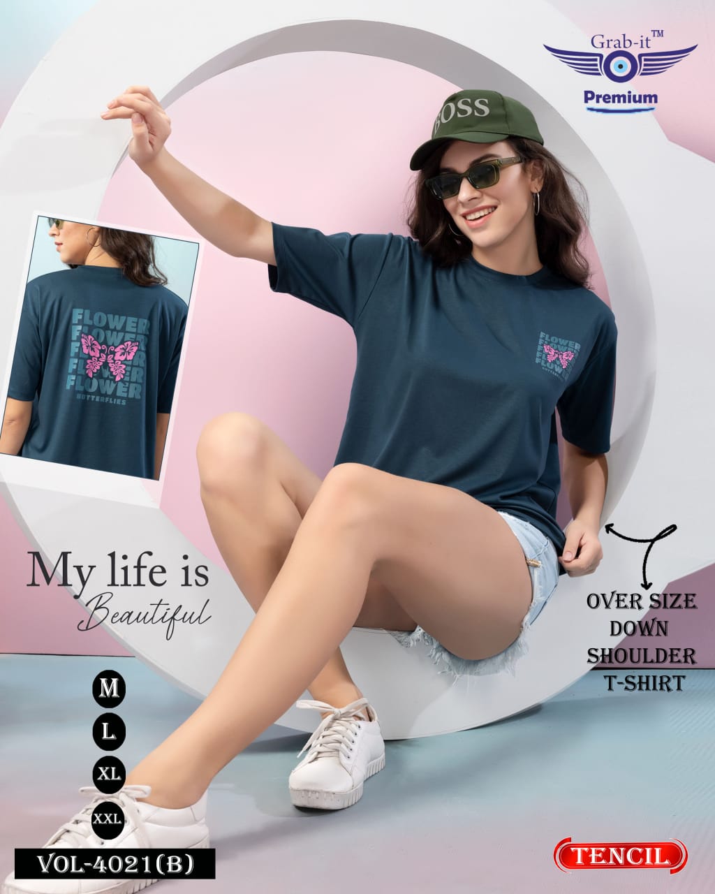 Plain 4021 B Grab It Tencil Women Oversized Tshirt Wholesale