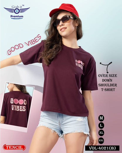 Plain 4021 B Grab It Tencil Women Oversized Tshirt Wholesale