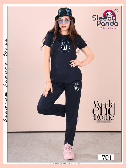 Plain 701 Elina Sleepy Panda Cotton Pyjama Night Suits Supplier India