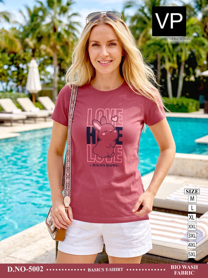 Plain Basic Dno 5002 Vp Cotton Biowashed Women Tshirt Manufacturer