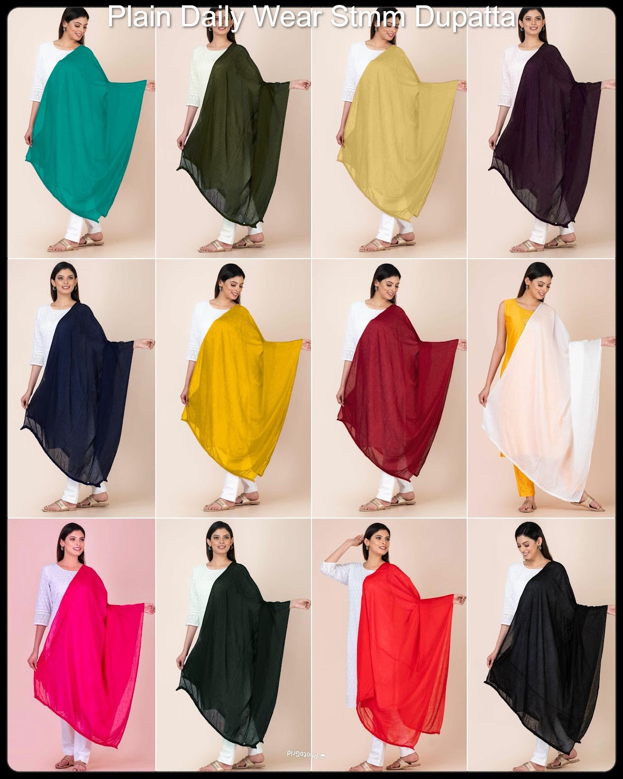 Plain Daily Wear Stmm Cotton Dupatta Wholesaler India