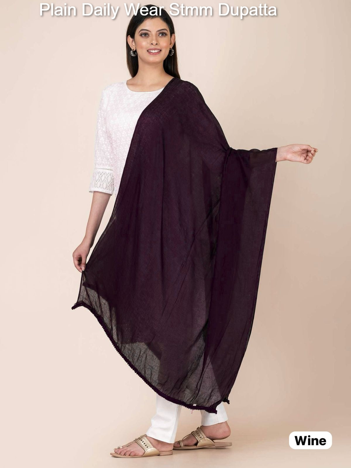 Plain Daily Wear Stmm Cotton Dupatta Wholesaler India