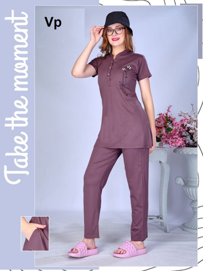 Plain Design 0209 Vp Rayon Kurta Night Suits Exporter Ahmedabad