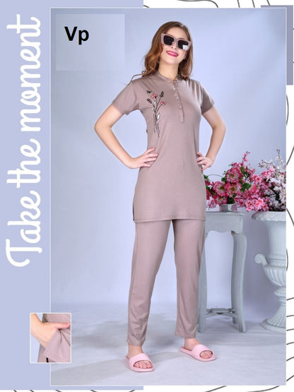 Plain Design 0209 Vp Rayon Kurta Night Suits Exporter Ahmedabad