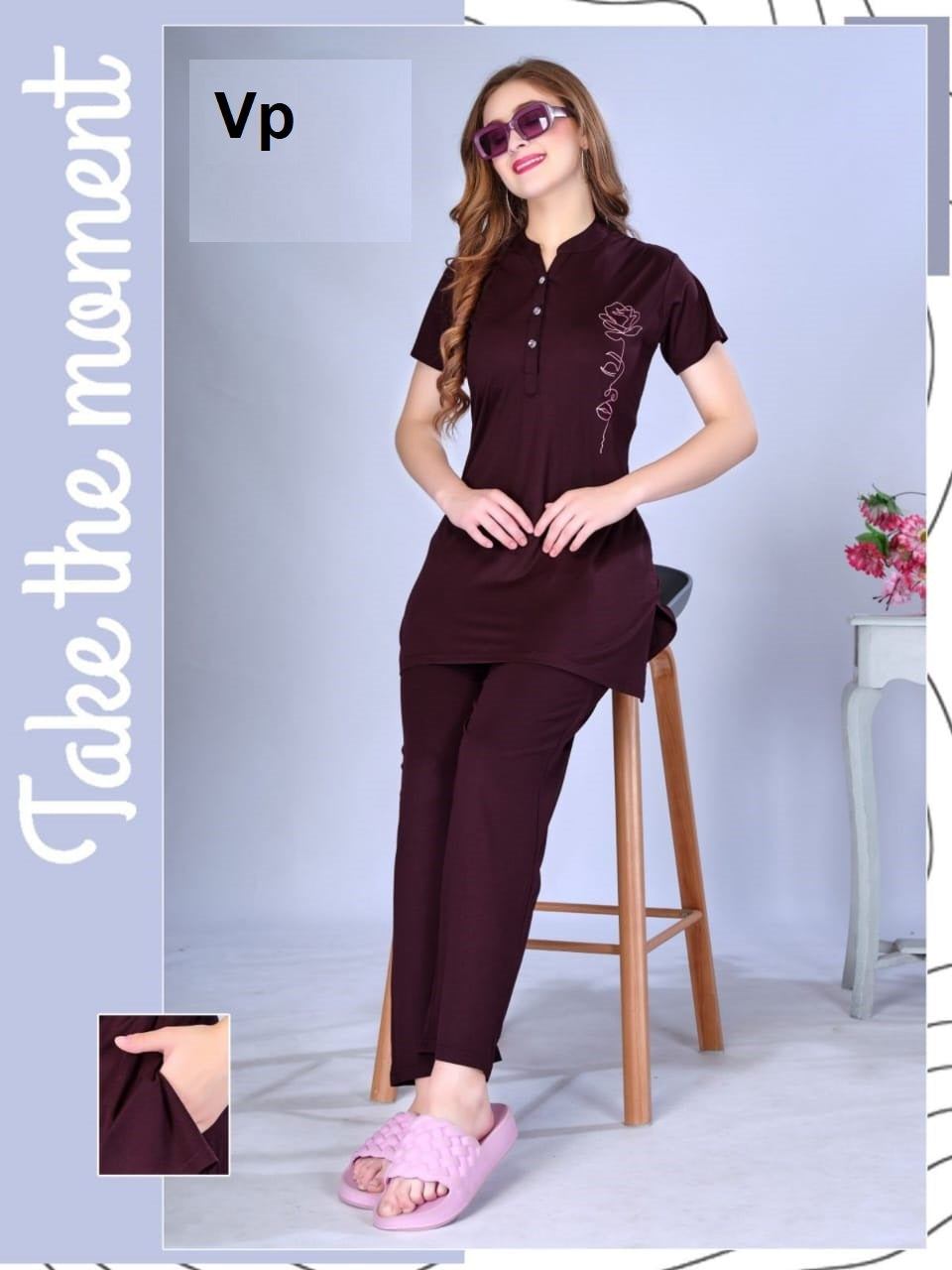 Plain Design 0209 Vp Rayon Kurta Night Suits Exporter Ahmedabad