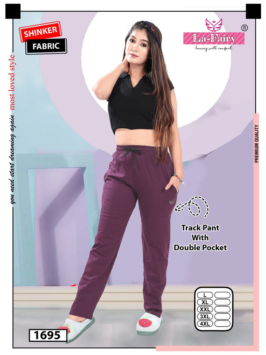 Plain Design 1695 New Colours La Fairy Sincker Women Track Pants Supplier Gujarat