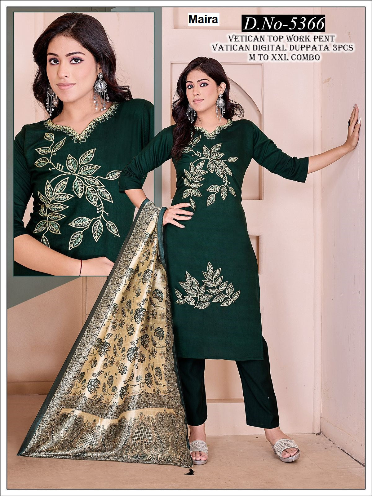 Plain Design 2808 Maira Vetican Readymade Pant Style Suits Supplier Gujarat