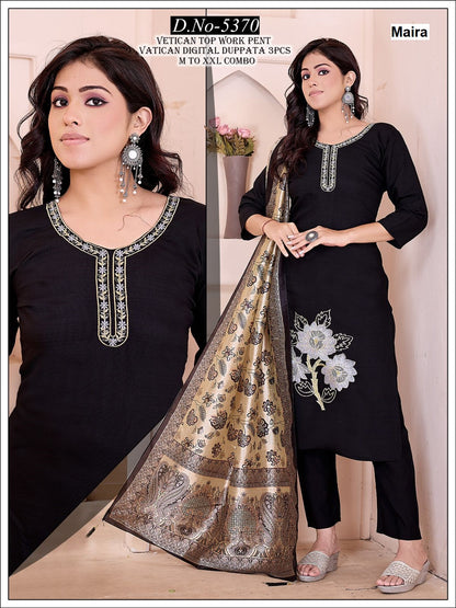 Plain Design 2808 Maira Vetican Readymade Pant Style Suits Supplier Gujarat
