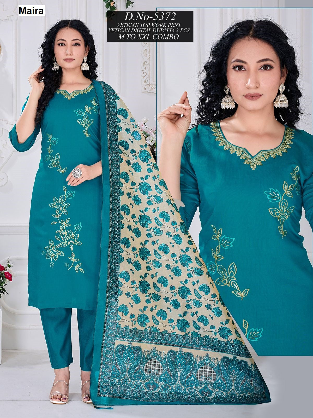 Plain Design 2808 Maira Vetican Readymade Pant Style Suits Supplier Gujarat