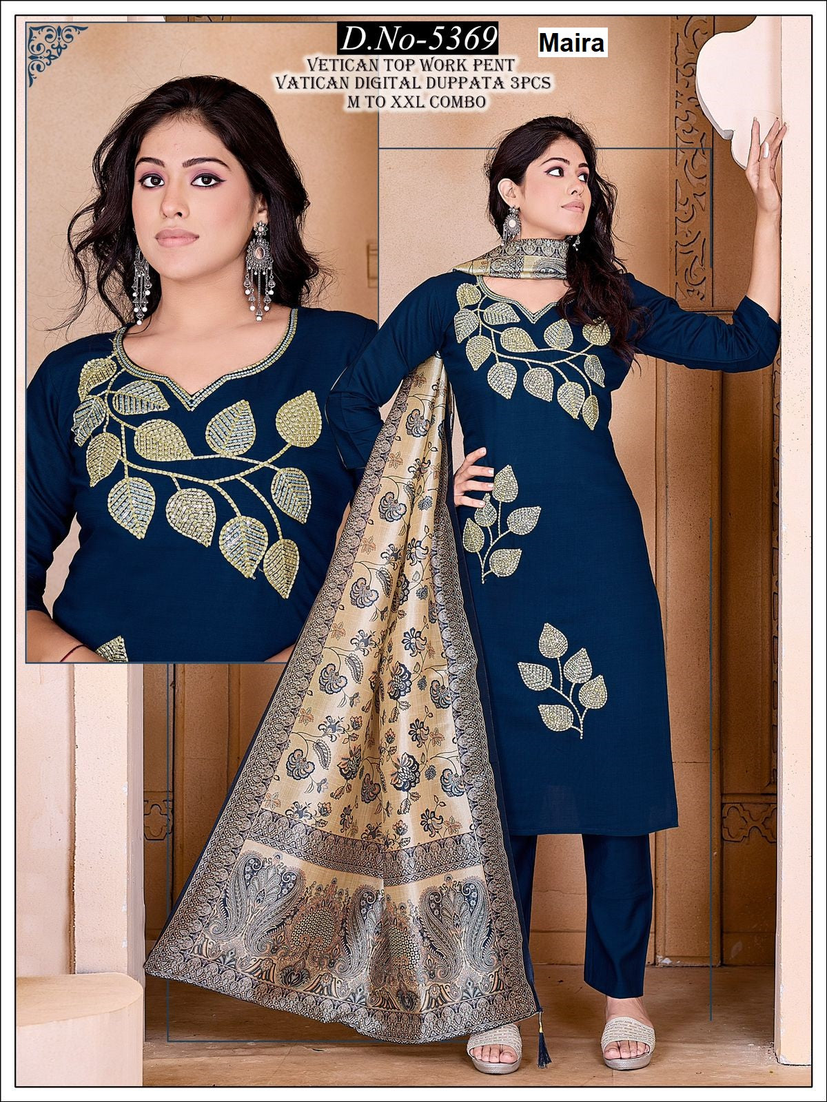 Plain Design 2808 Maira Vetican Readymade Pant Style Suits Supplier Gujarat