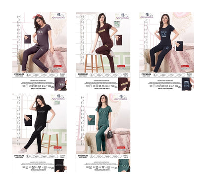 Plain Design 598 Kavyansika Hosiery Pyjama Night Suits Supplier