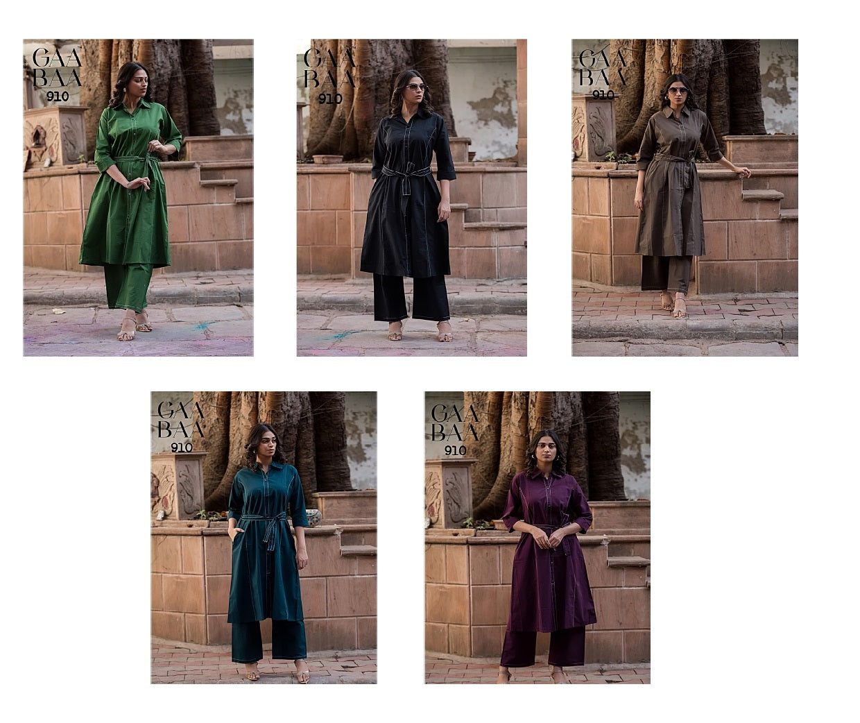 Plain Design 910 Gaabaa Cotton Co Ord Set Exporter Ahmedabad