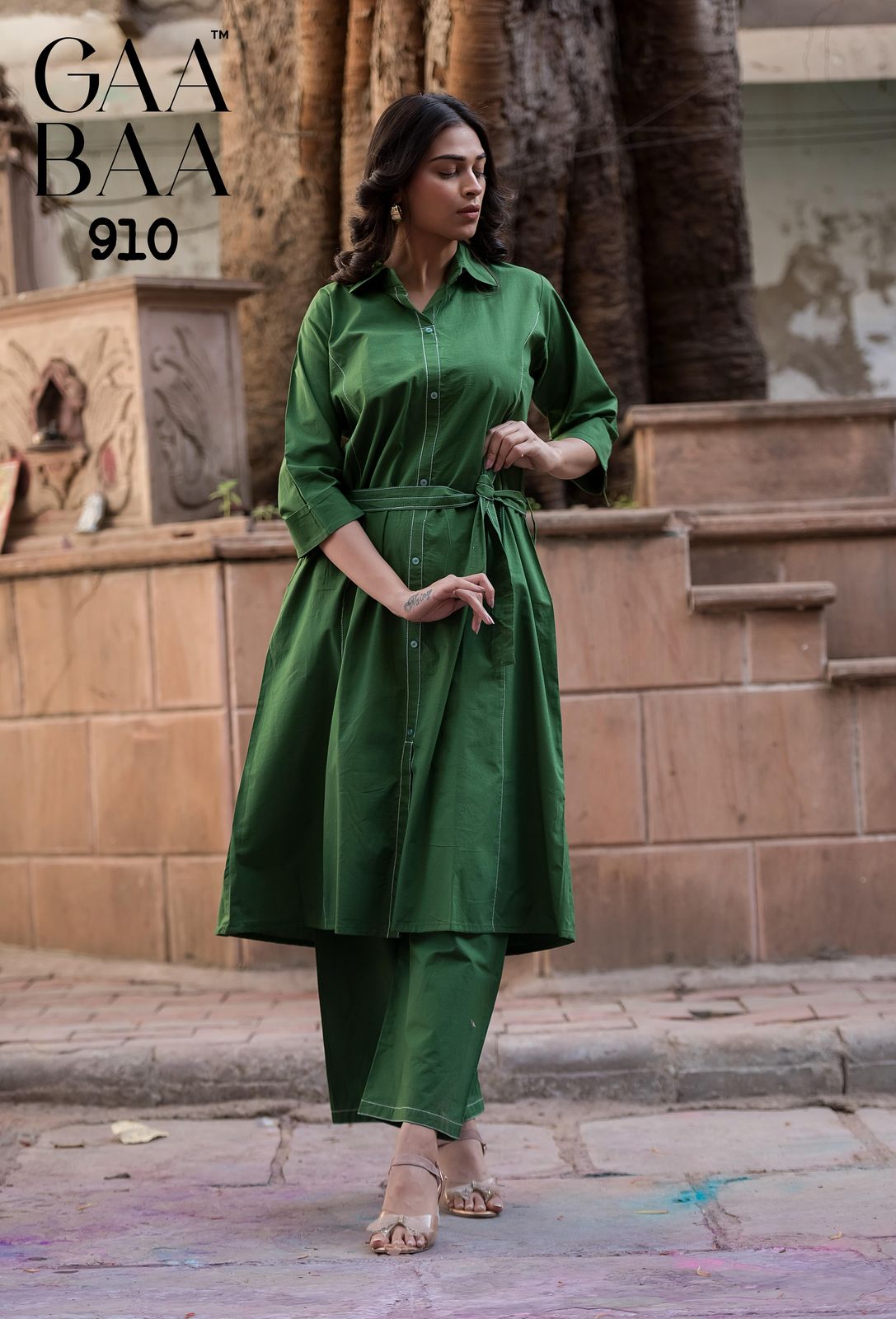 Plain Design 910 Gaabaa Cotton Co Ord Set Exporter Ahmedabad