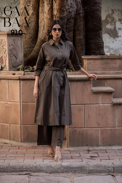 Plain Design 910 Gaabaa Cotton Co Ord Set Exporter Ahmedabad