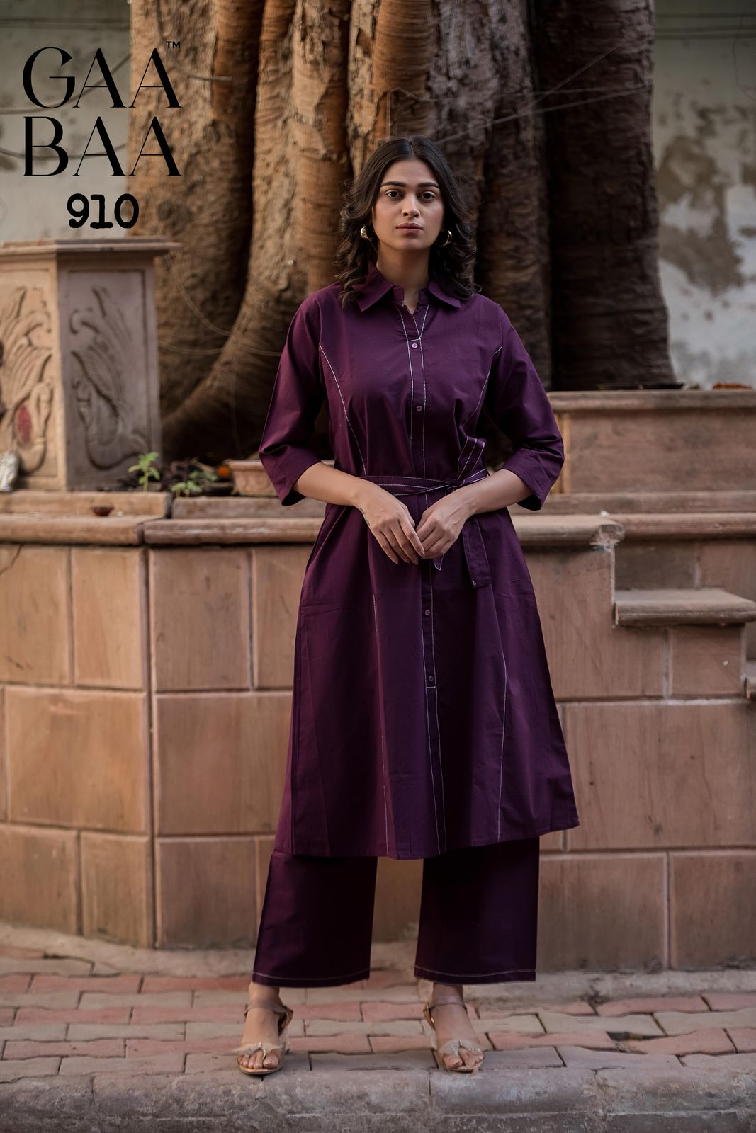 Plain Design 910 Gaabaa Cotton Co Ord Set Exporter Ahmedabad