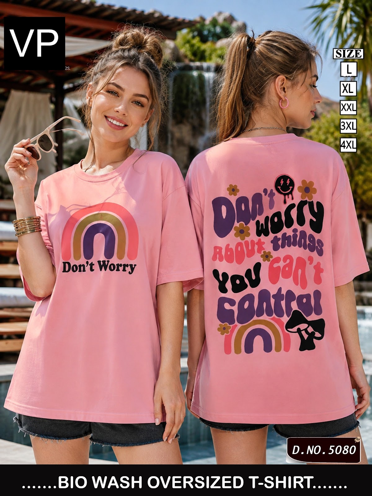 Plain Dno 5080 Vp Cotton Biowashed Women Oversized Tshirt Wholesale