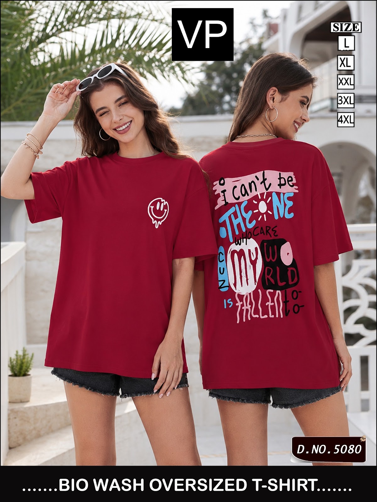 Plain Dno 5080 Vp Cotton Biowashed Women Oversized Tshirt Wholesale