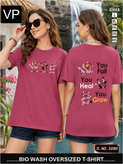 Plain Dno 5080 Vp Cotton Biowashed Women Oversized Tshirt Wholesale