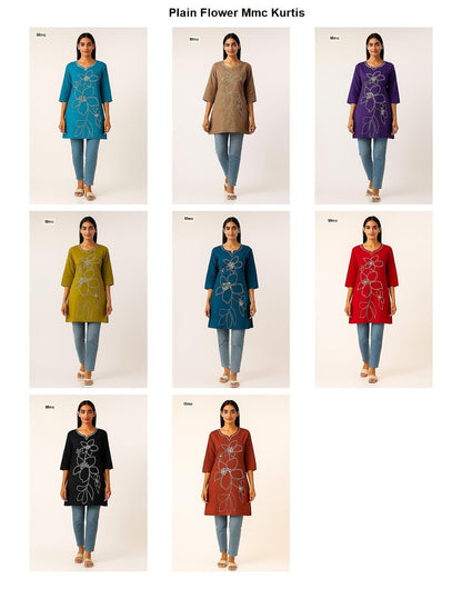 Plain Flower Mmc Vatican Kurtis Exporter Ahmedabad