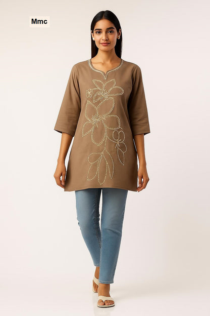 Plain Flower Mmc Vatican Kurtis Exporter Ahmedabad