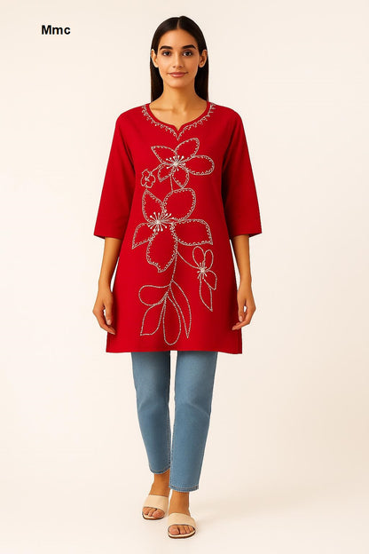 Plain Flower Mmc Vatican Kurtis Exporter Ahmedabad