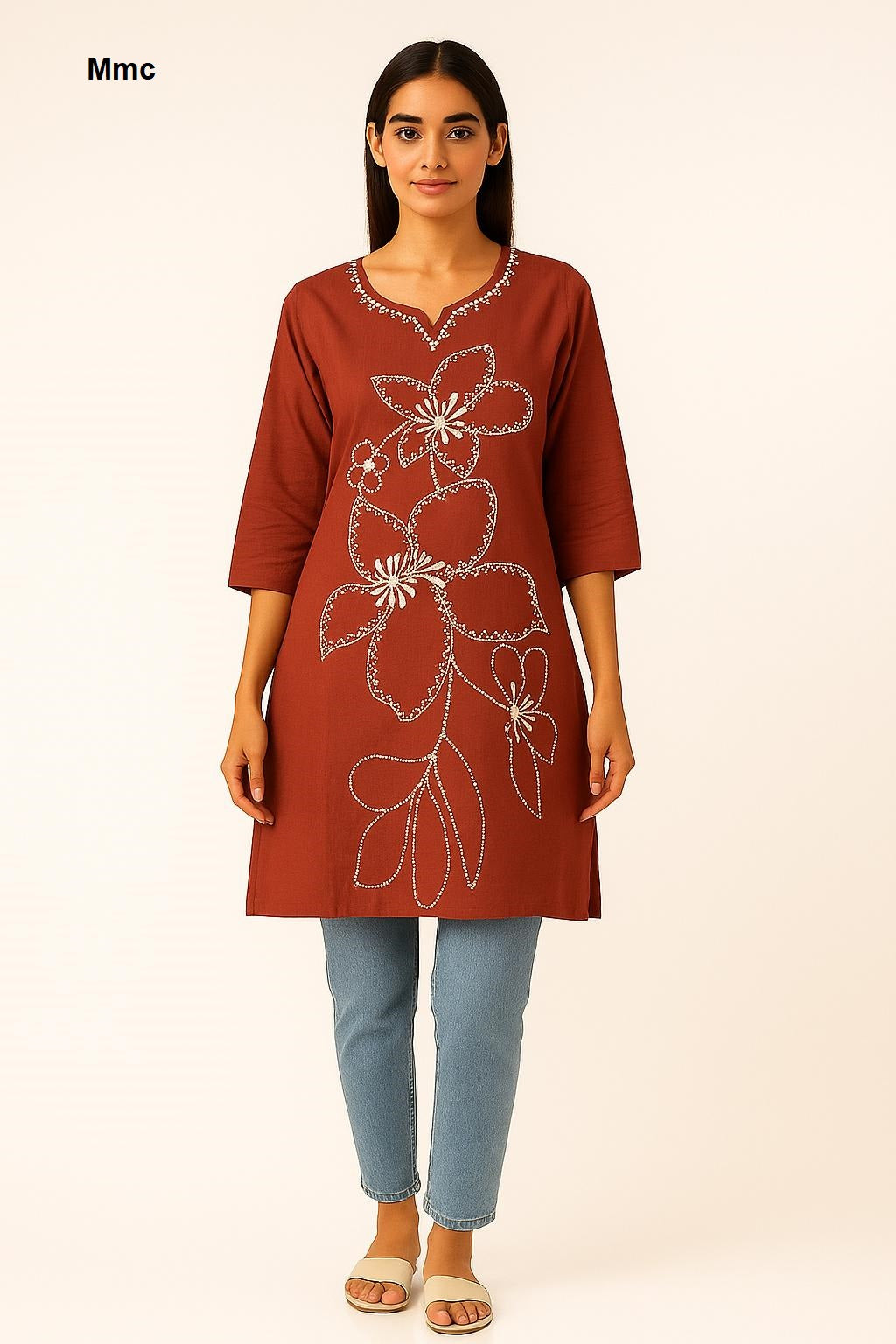 Plain Flower Mmc Vatican Kurtis Exporter Ahmedabad