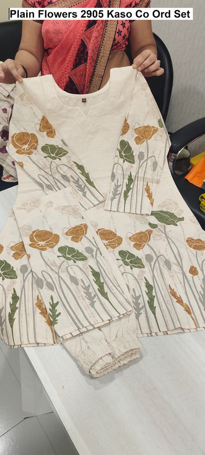 Plain Flowers 2905 Kaso Cotton Co Ord Set Wholesale Rate