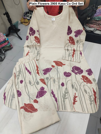 Plain Flowers 2905 Kaso Cotton Co Ord Set Wholesale Rate