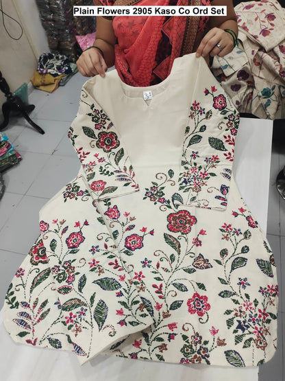 Plain Flowers 2905 Kaso Cotton Co Ord Set Wholesale Rate