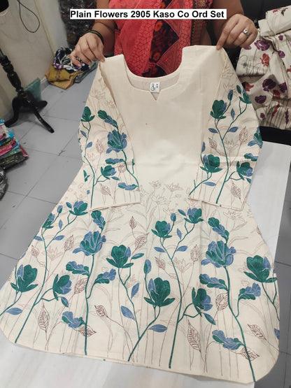 Plain Flowers 2905 Kaso Cotton Co Ord Set Wholesale Rate
