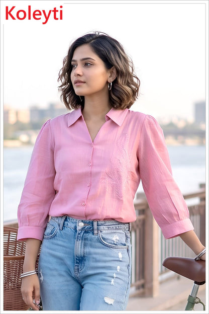 Plain Korean 180626 Koleyti Women Shirts Manufacturer