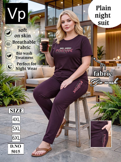 Plain Plus Size 5015 Vp Biowash Pyjama Night Suits Supplier